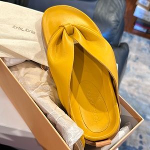 Forte Forte Mustard Colored Nappa Leather Thong Sandals